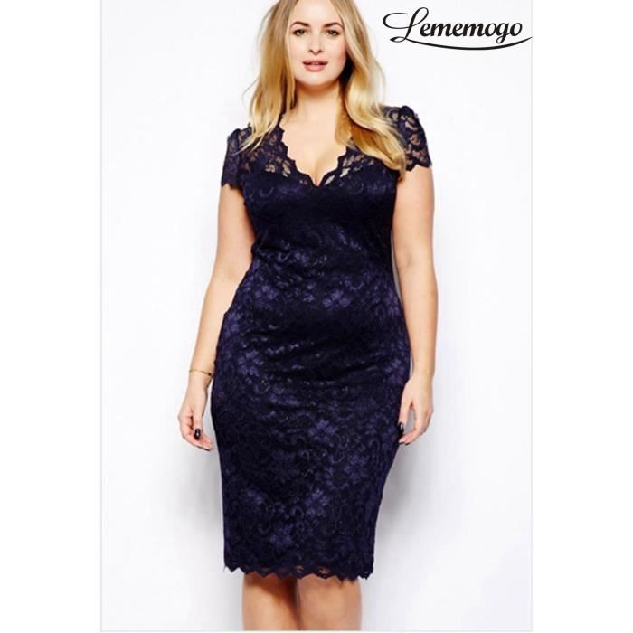 Robe Midi Femme Grande Taille Moulant Fourreau Guipure ...