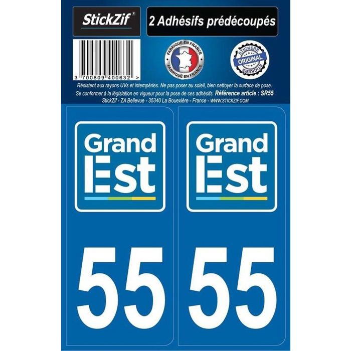 STICKZIF 2 Autocollants Région Département 55 SR55