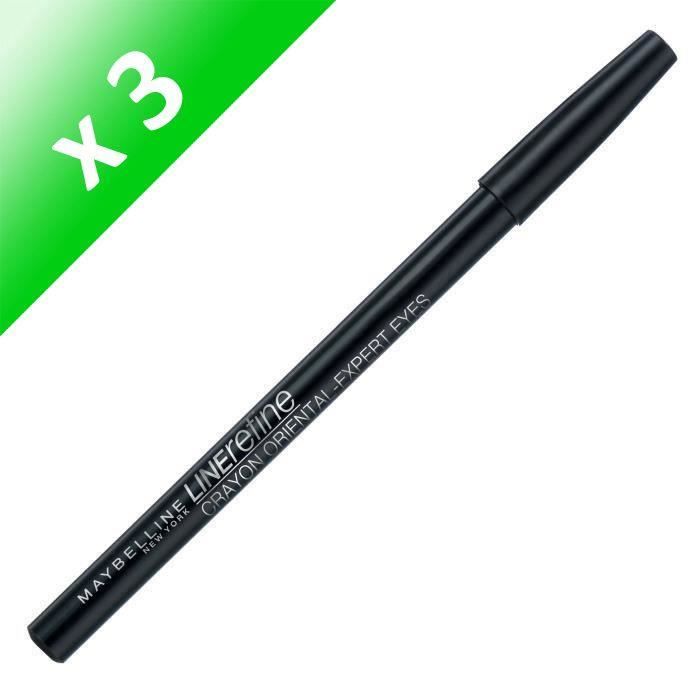 Produit shopeco.fr : MAYBELLINE New York Crayon Oriental Crayon Khôl Noir (Lot de 3)