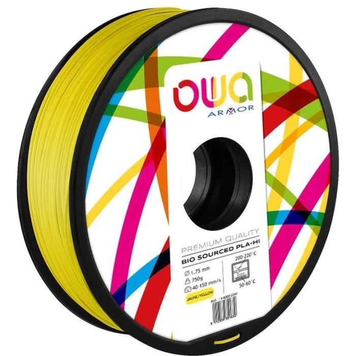 OWA Bobine de Filaments pour imprimante 3D - PLA Hi - Jaune