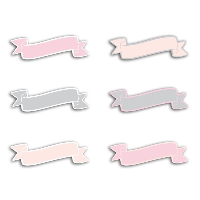 TOGA Pack de 54 Formes découpées Bannières - Rose et gris