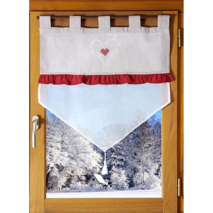 Rideau Brise Bise à Pointe - 60x90cm - 100% Coton Coeur Charmeur ... Rideau Brise Bise à Pointe - 60x90cm - 100% Coton Coeur Charmeur ...