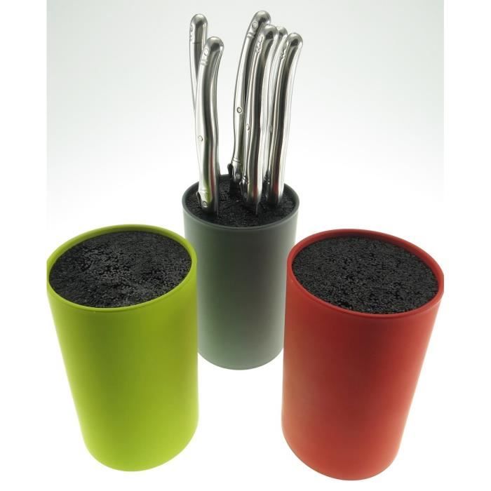 Bloc gris avec 6 couteaux steak laguiole inox