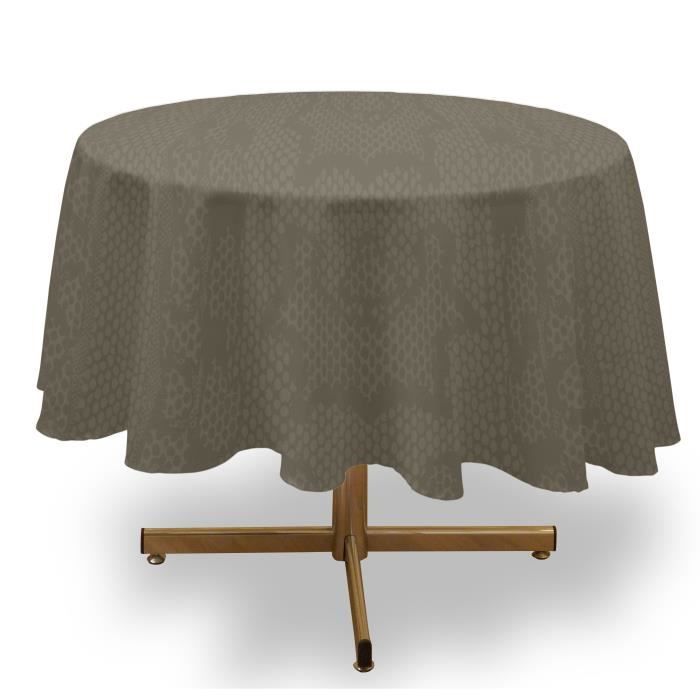 SOLEIL D'OCRE Nappe ronde anti-tâches Snake - 180 cm - Taupe