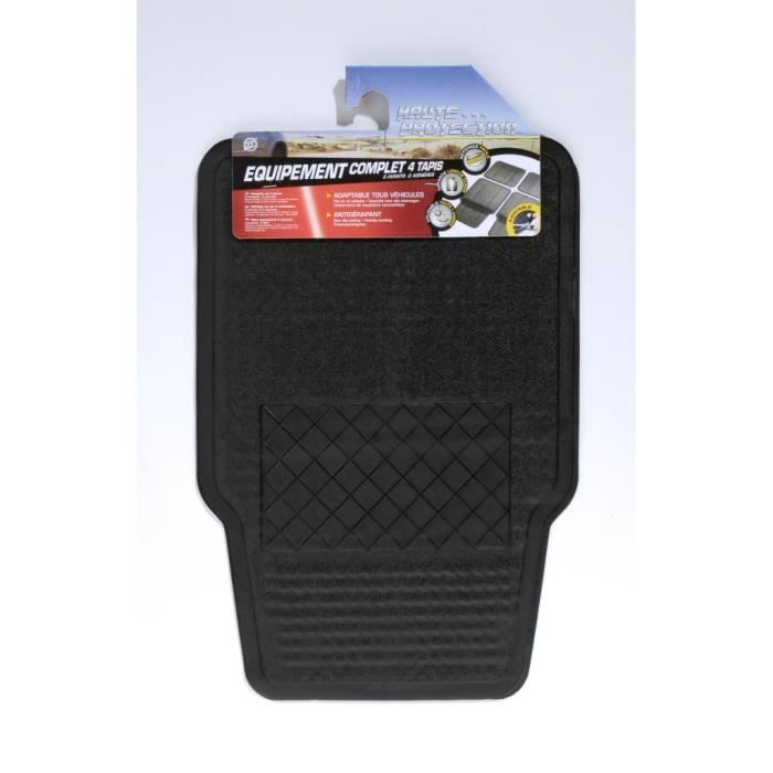 DBS Jeu de 4 pièces tapis de sol - Universels - 100% caoutchouc - Noir