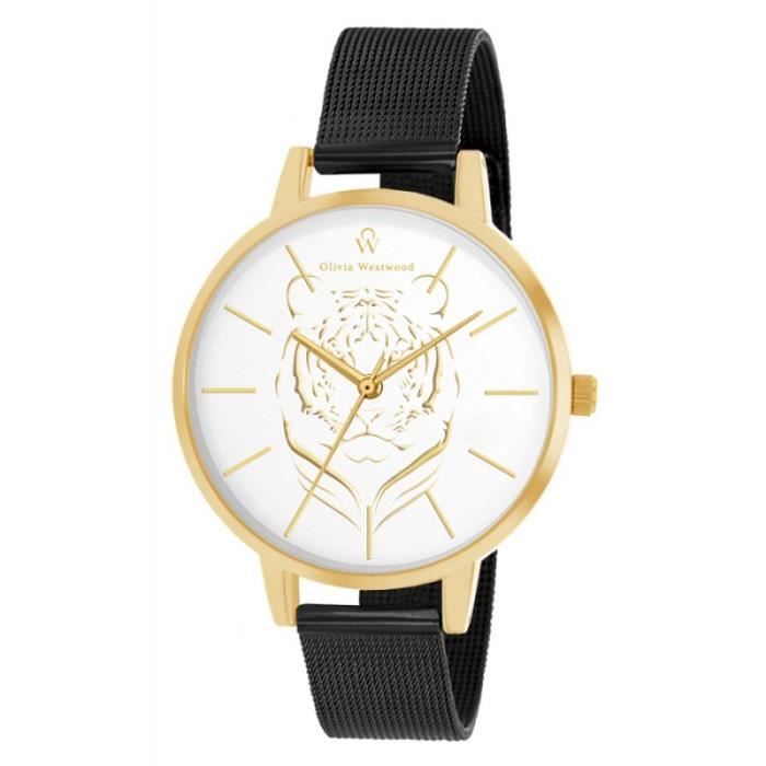 OLIVIA WESTWOOD BOW10004-314 Montre Quartz Bracelet acier - Noir - Tigre - Femme
