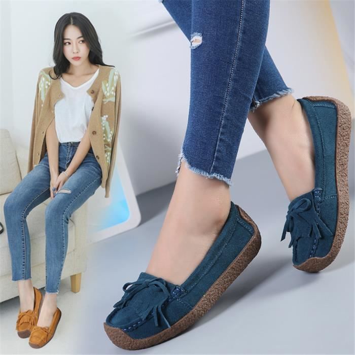 Femmes rouge Bleu Garde rose Elégant Chaud Haut Doux Qualité Moccasin Rétro Cool Léger Simple jaune 39 Chaussure Classique Moccasins Hiver Bleu Au 1dwS1q