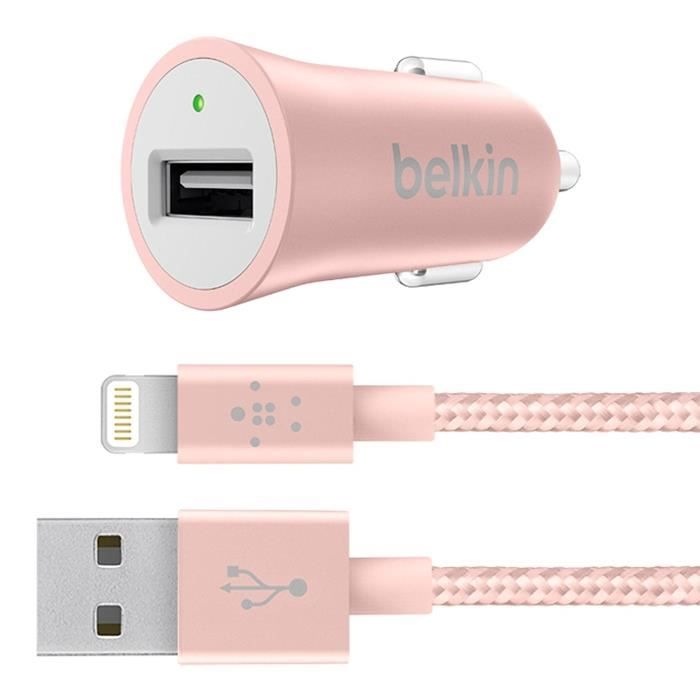 Belkin Chargeur allume-cigare universel USB avec câble - Or Rose