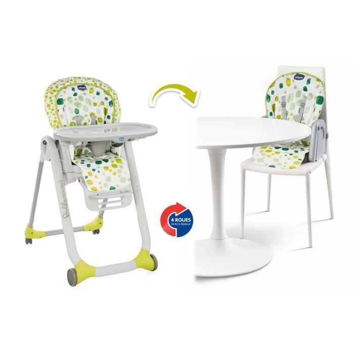 CHICCO Chaise Haute Polly Progres5 - 4 Roues kiwi
