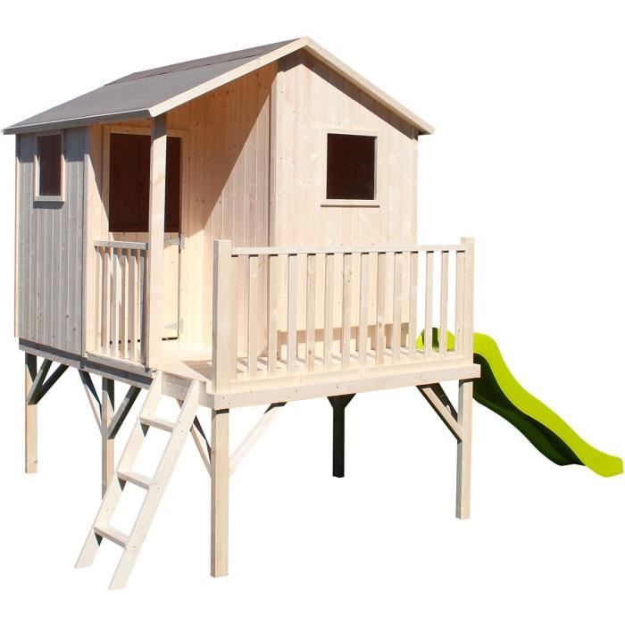 Cabane en bois pour enfant TIPHAINE AVEC TOBOGGAN