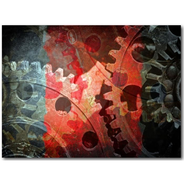 TABLEAU , TOILE Tableau engrenage grunge déco industrielle 80