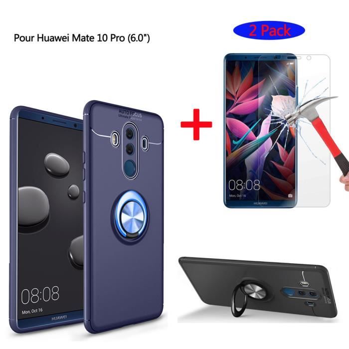 Compatible avec Magn/étique Support Voiture Housses pour Huawei Mate 10 Pro Rouge BLUGUL Coque Huawei Mate 10 Pro Support /à Anneau Rotatif /à 360 Degr/és