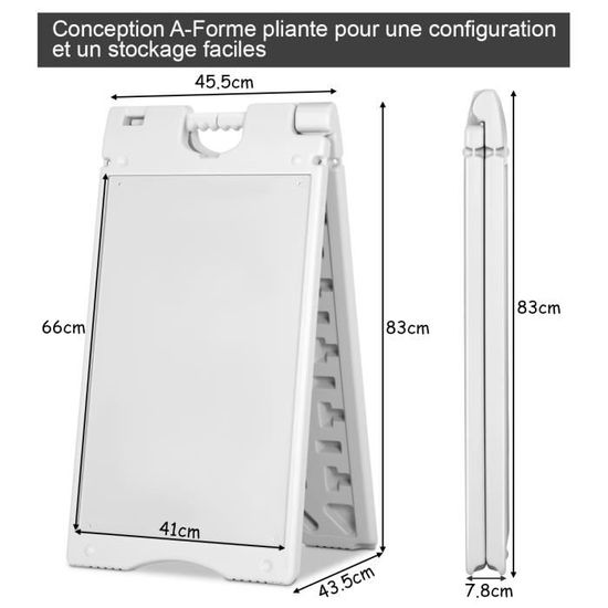 Noir COSTWAY Porte-Affiche Stop Chevalet Trottoir HDPE Panneau d/’ Affichage avec 2 Films en Plastique Robuste 95x61x7.8cm