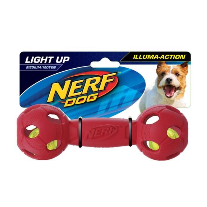 NERFDOG Balle Haltère Flash LED M 7 cm - Bleu et rouge - Pour chien
