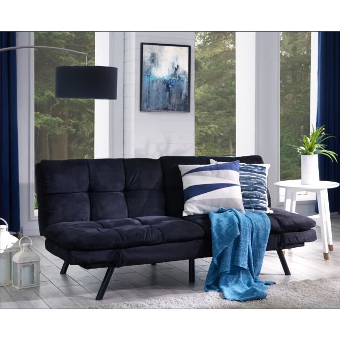 3 Canapé Clic Clac Convertible Places Tissu Noir 54AR3jLq