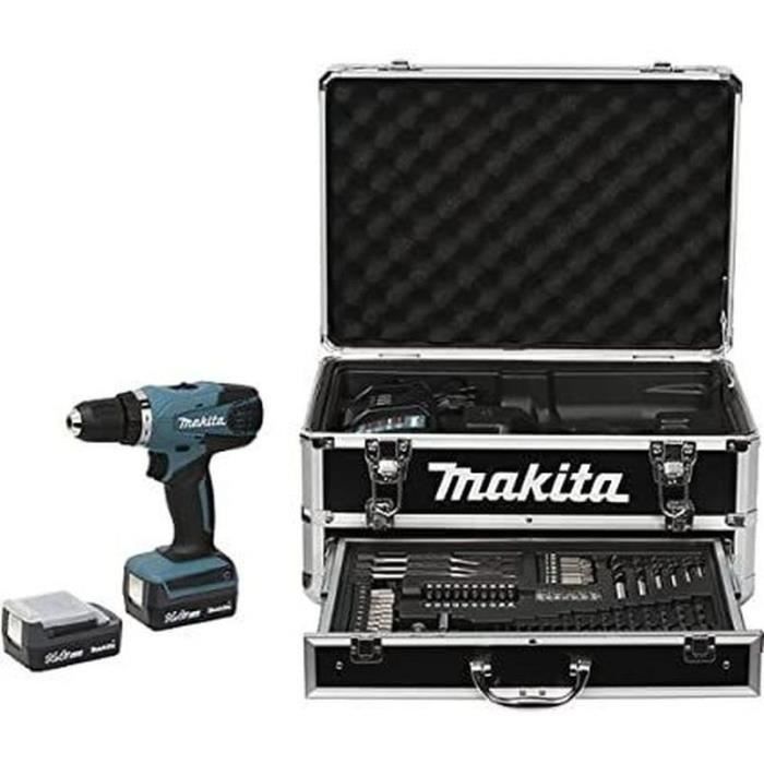 MAKITA Perceuse visseuse DF347DWEX3 - 2 batteries 14,4 V 1,3 Ah Li-ion - 70 accessoires - Mallette