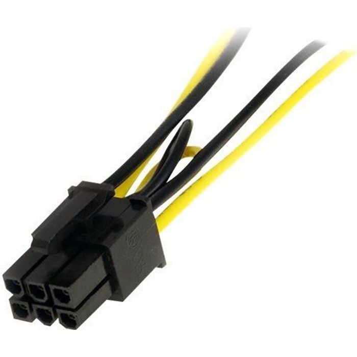 Cable d'alim. 2x SATA vers PCIe 6 broches - 15 cm - Cable d'alimentation pour carte video - 2x SATA vers PCIe 6 broches