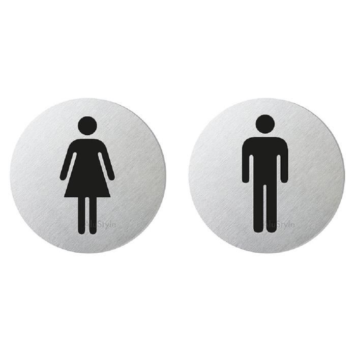 Lot De 2 Plaques De Porte Signalétique Homme Femme Wc Toilettes Adhésive 65cm Achat Vente 6652