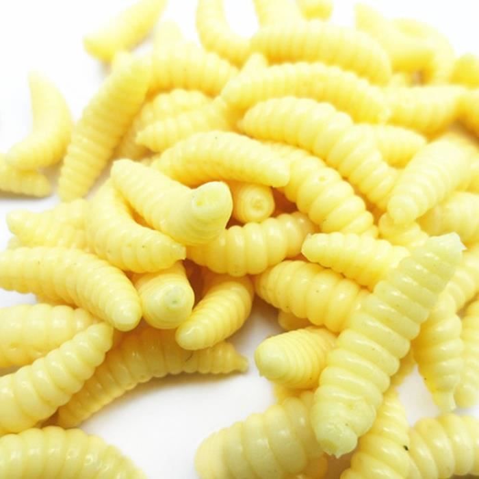 100pcs Soft lures doux poisson leurres Asticot silicone grub teigne ver