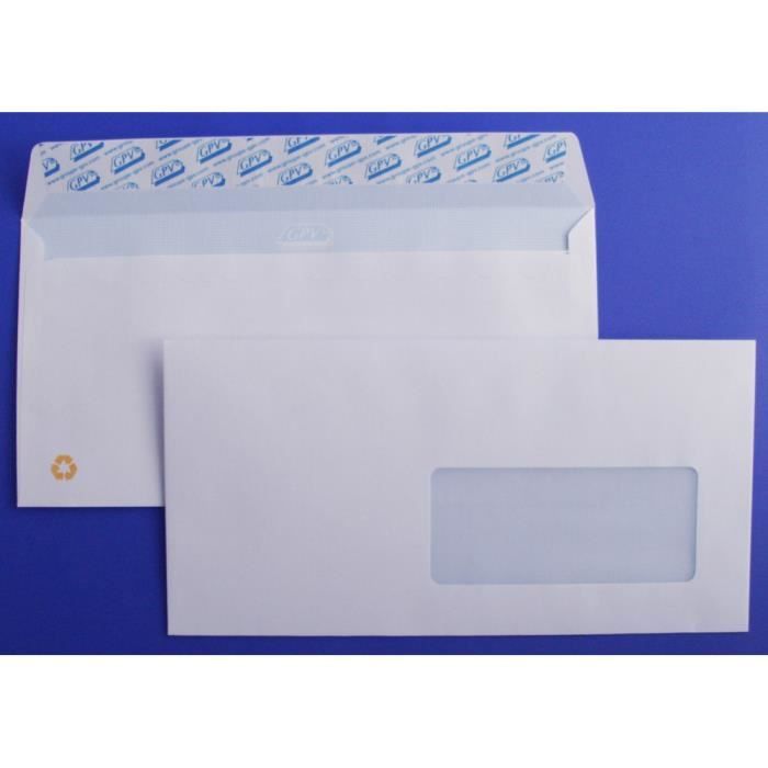 Lot de 500 Enveloppes blanches DL autoadhésives à FENÊTRE Achat / Vente enveloppe Lot de 500