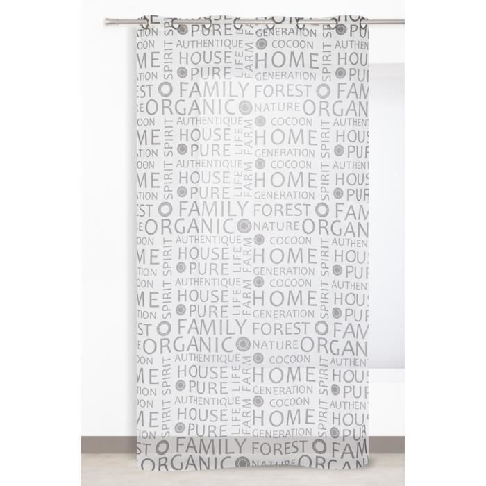 Voilage à 8 Œillets Organic 140x240 cm blanc et gris foncé