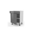 Meuble Bas De Cuisine 1 Porte 1 Tiroir Gris L 60 X H 71 X P 56