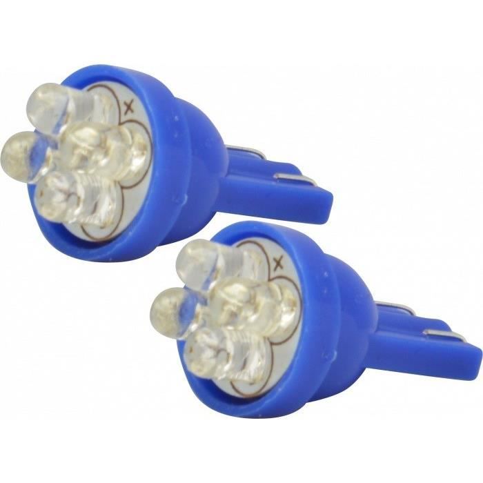 Paire d'ampoules T10 à 4 LED - 24V - Bleu