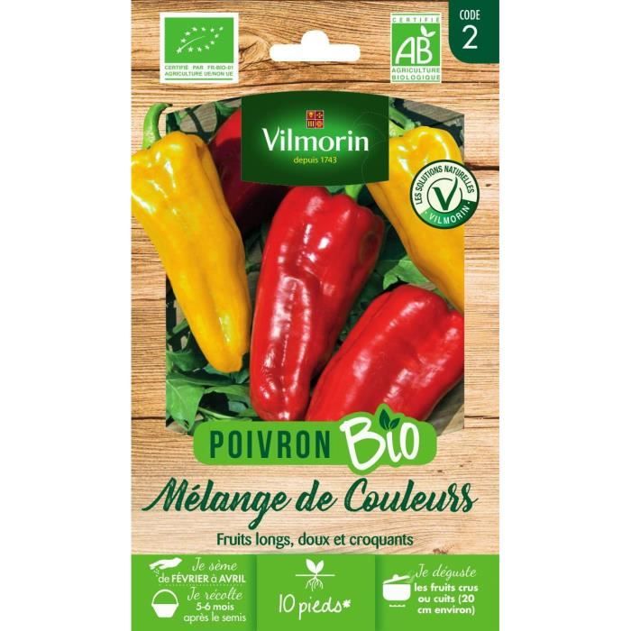 VILMORIN Graines de poivron melange de couleurs - Bio