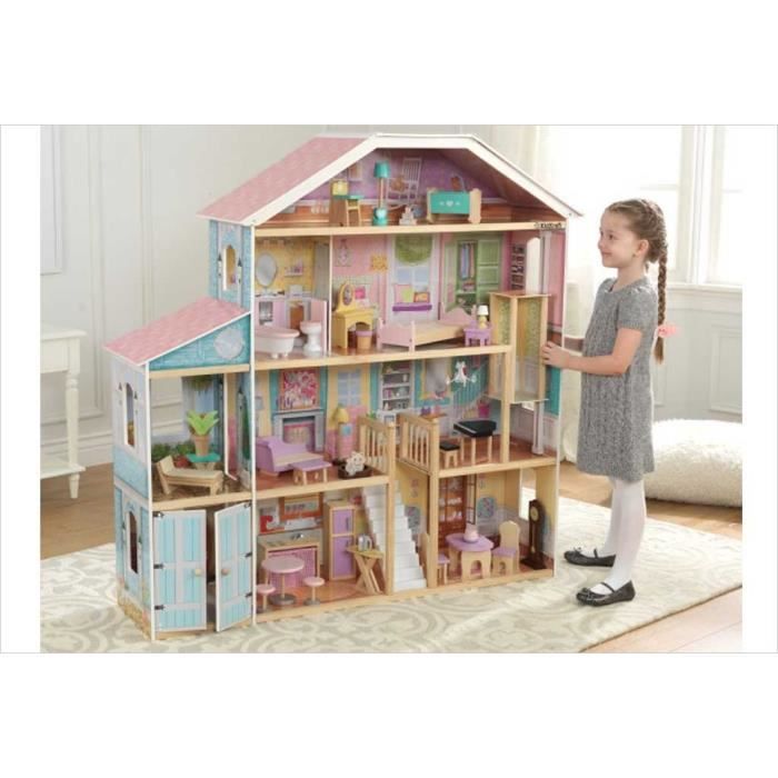 Tres Grande Maison De Poupée En Bois Compatible Barbie Kidkraft