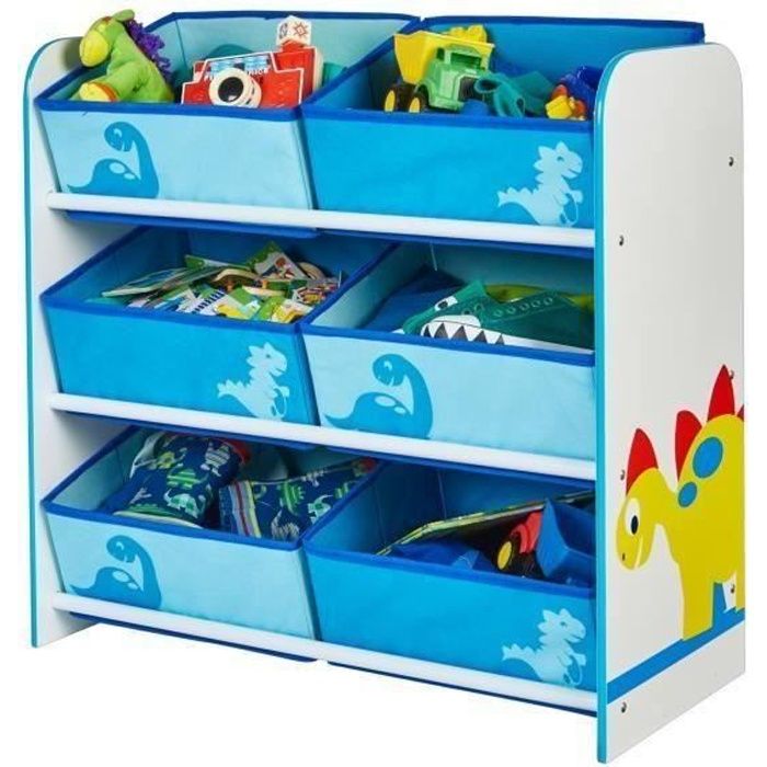 Meuble de Rangement Enfant 6 bacs Dinosaures Garcon Worlds Apart