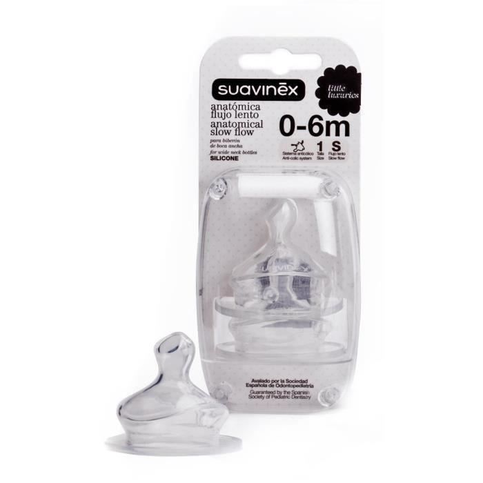 Produit shopeco.fr : SUAVINEX 2 tétines physiologique - débit lent silicone 0-6m S (Lot de 3)