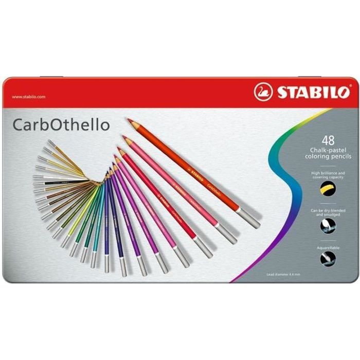 48 pastels aquarellables CarbOthello+taille crayon
