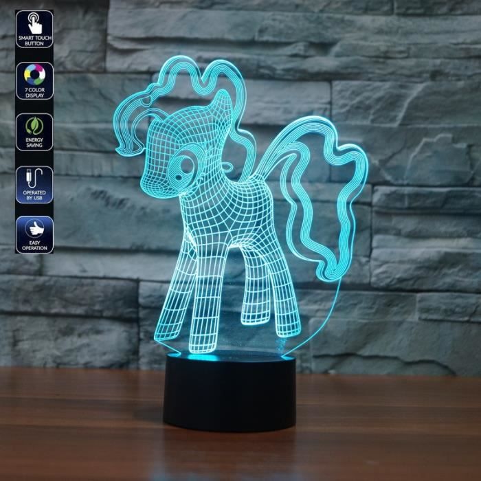 Usb Cadeaux Changeantes Led Lumière Visuelle Bulbaison Lampe 3d My Couleurs Little Actions Pony Propulsé 7 Numérique Chiffre 0mnN8w