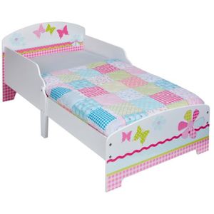 Lit Enfant en bois blanc et rose Patchwork Fille 70x140 cm - Worlds Apart