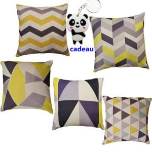COUSSIN 5 pcs Housse de Coussin Figures géométriques Jaune