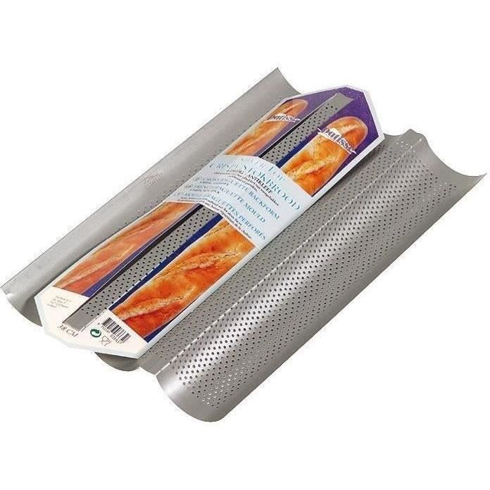 PATISSE Moule 3 baguettes antiadhésif en acier revêtu - 38x25x0,5 cm