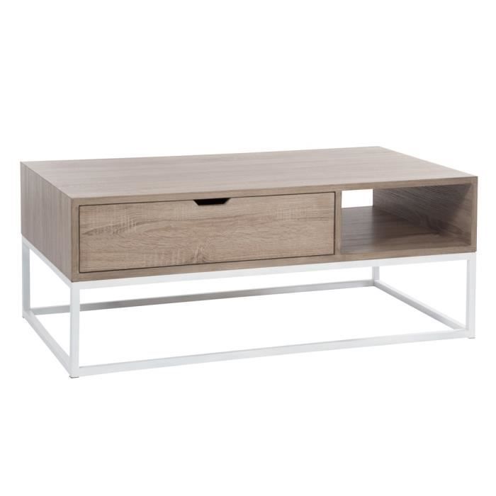 Table basse style contemporain en bois coloris naturel - L 110 x l 60 cm