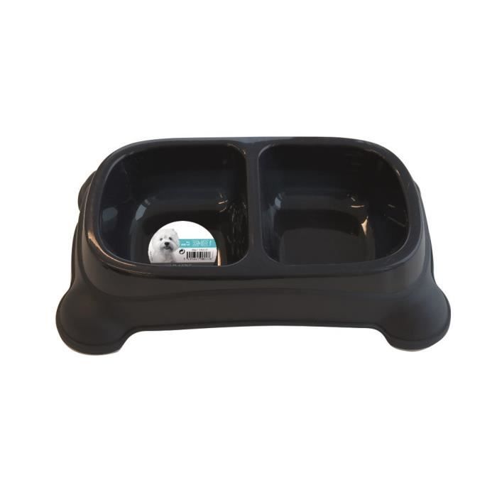 MPETS Gamelle en plastique double PLASTIC BOWL - Pour chien - 2x650ml - Coloris divers