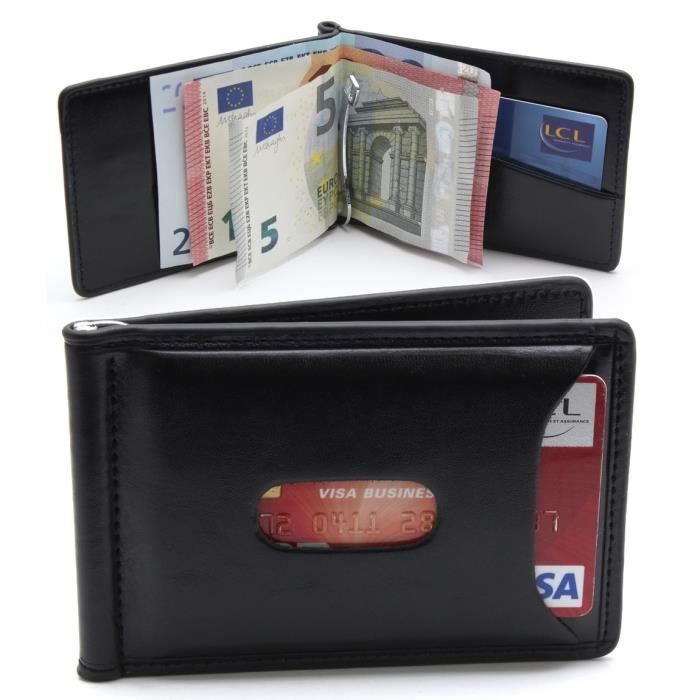 Portefeuille Fin Pour Homme - Cuir, Motif Chasse Au Cerf - Compact, 6 Emplacements Cartes + Billets - Cadeau Homme élégant