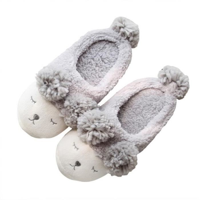 Lapin Peluche Hiver Bjxg Chausson xz006gris 37 Pantoufle 01wx5