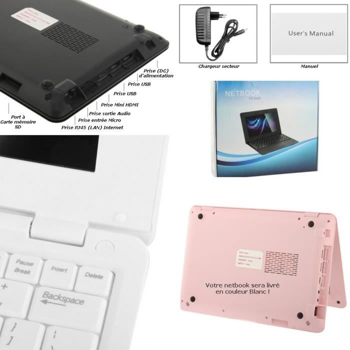 Mini ordinateur portable Netbook Blanc Android1