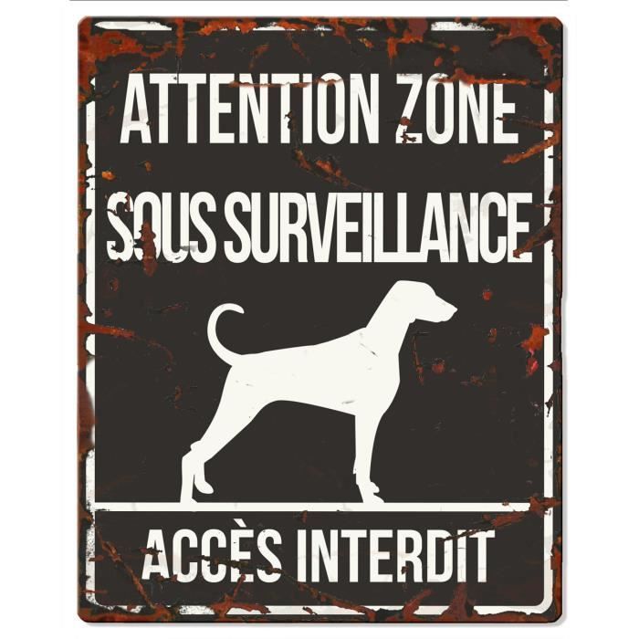 D&D Plaque Attention Chien Dalmatien - Noir