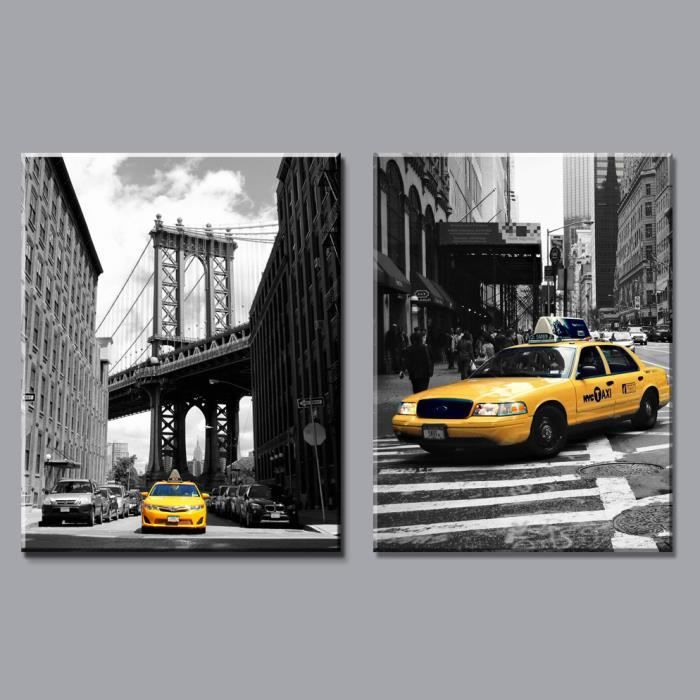 La toile en noir et blanc, taxi jaune empreintes new york wall art ... La toile en noir et blanc, taxi jaune empreintes new york wall art ...