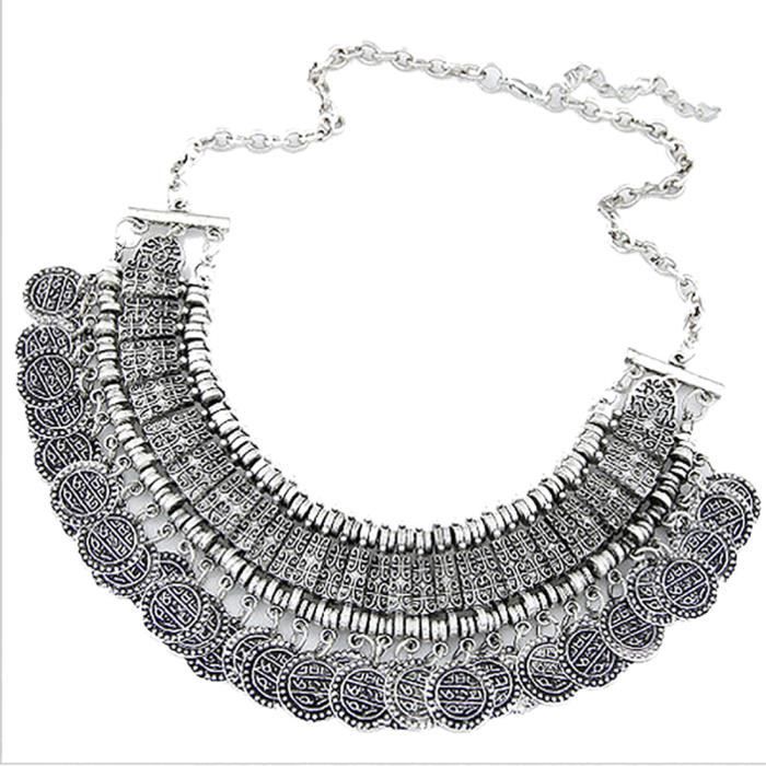 Collier Choker Bohème Volumineux - Pendentif Strass, Longueur 18 Pouces Pour Femme 💎