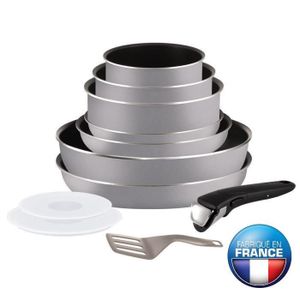 TEFAL INGENIO ESSENTIAL Batterie de cuisine 11 pi?ces L2149202 16-18-20-22-24-26cm tous feux sauf induction gris