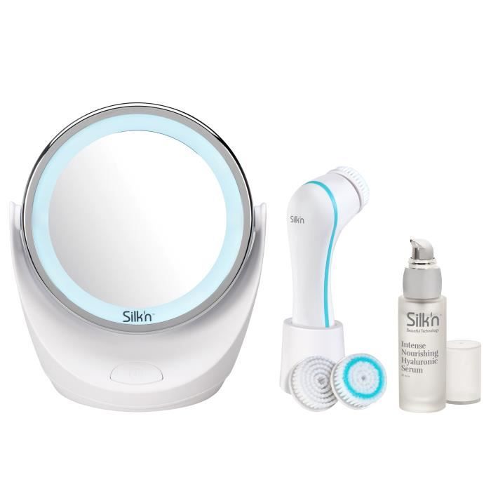 SILK'N GBOX004 Brosse de nettoyage du visage + Sérum + Miroir grossissant lumineux