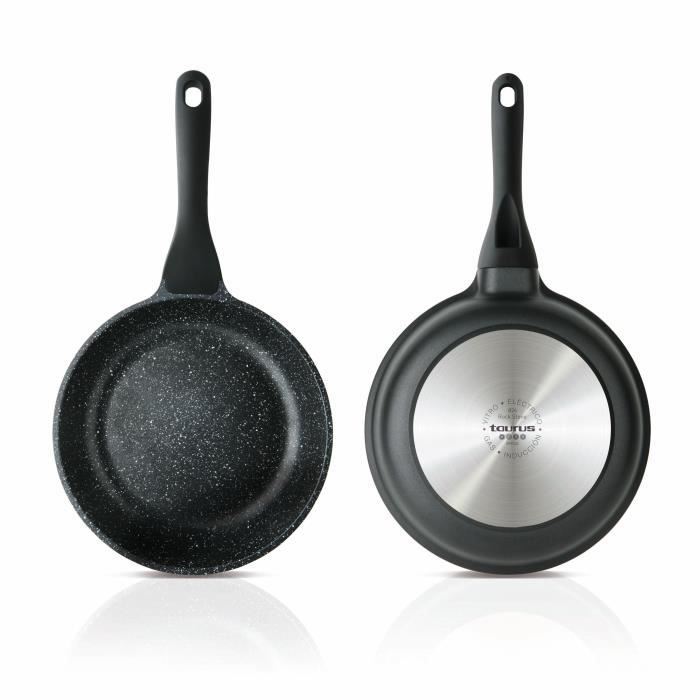 TAURUS Poêle Rock Stone en fonte d'aluminium - Ø 20 cm - Noir - Tous feux dont induction