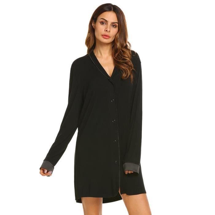 Chemise de nuit femme manche longue - Achat / Vente ...