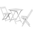 Table à manger avec deux chaises pour balcon Blanc bois d\'Acacia ... Table à manger avec deux chaises pour balcon Blanc bois d\'Acacia ...