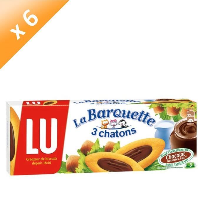 Lot de 6 LU Barquette 3 chatons Chocolat